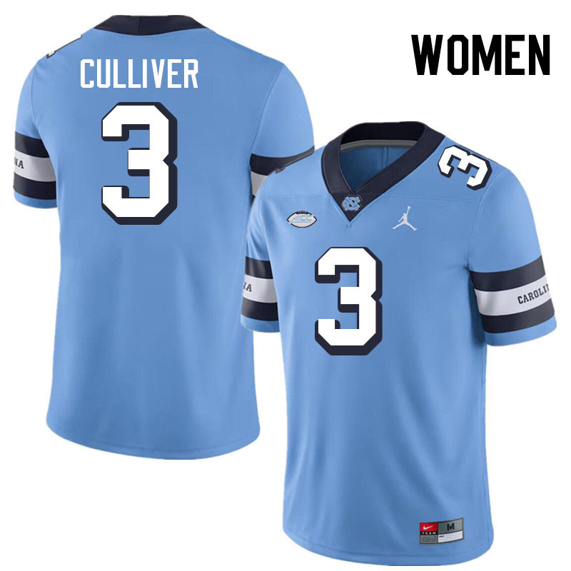 Women #3 Chris Culliver North Carolina Tar Heels College Football Jerseys Stitched-Throwback